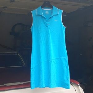 Blue pique polo sleeveless golf dress